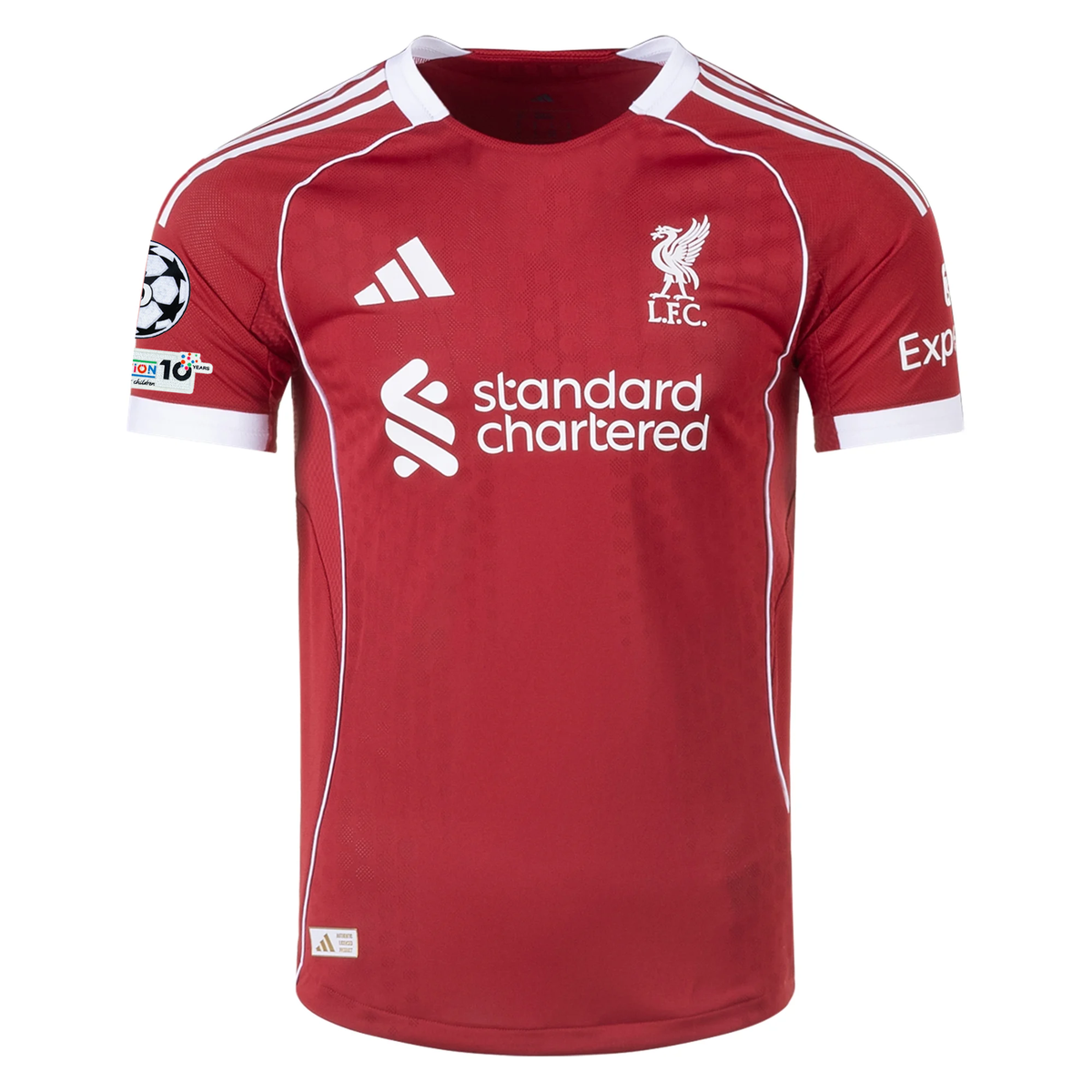 adidas Men's Liverpool FC Authentic Diogo Home Jersey 25/26 w/ Champions League Patches (Strawberry Red)