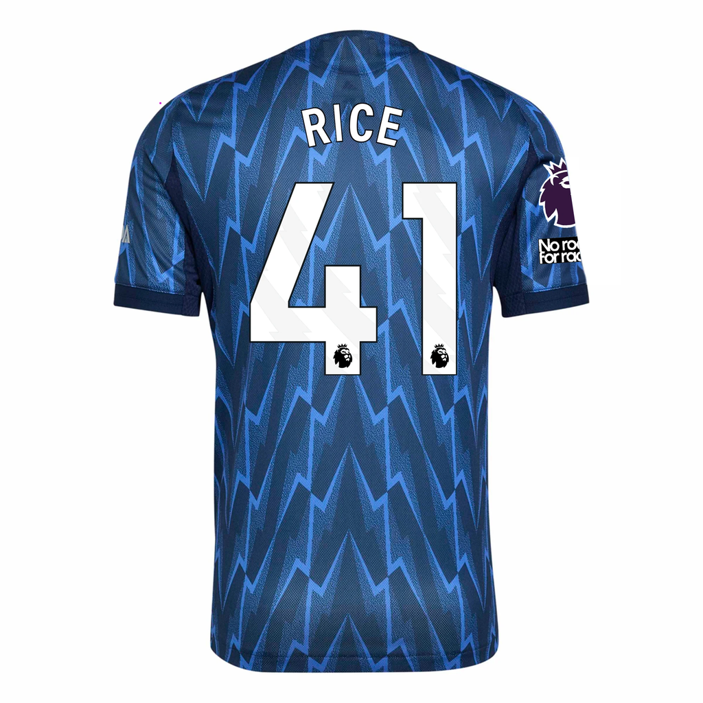 adidas Arsenal Authentic Declan Rice Away Jersey w/ EPL + No Room For Racism 25/26 (Indigo/Silver)