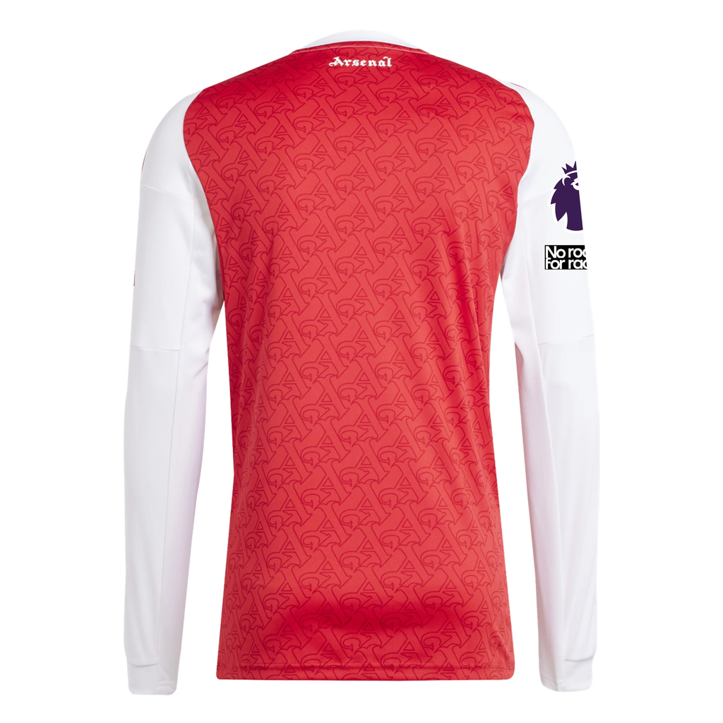 adidas Arsenal Long Sleeve Home Jersey w/ EPL + No Room For Racism Patches 25/26 (Better Scarlet/White)