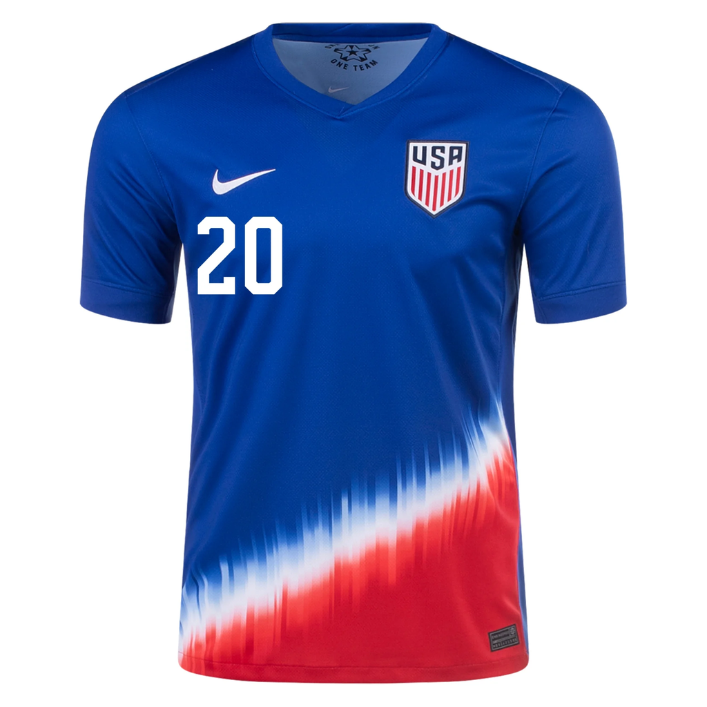 Nike Mens United States Folarin Balogun Away Jersey 24/25 (Old Royal/Sport Red)