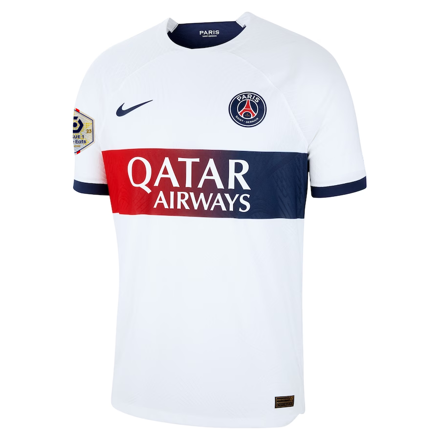 Nike Paris Saint-Germain Authentic Marquinhos Match Vaporknit Away Jersey w/ Ligue 1 Patch 23/24 (White/Midnight Navy)