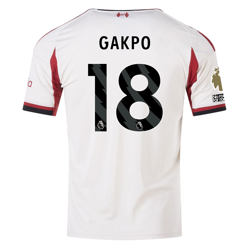 adidas Men's Liverpool Cody Gakpo Away Jersey w/ EPL Champions Patch 25/26 (Wonder White)