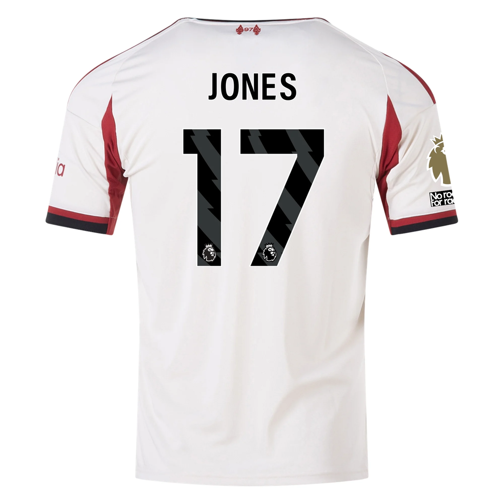adidas Men's Liverpool Curtis Jones Away Jersey w/ EPL Champions Patch 25/26 (Wonder White)