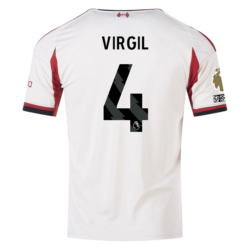 adidas Men's Liverpool Virgil van Dijk Away Jersey w/ EPL Champions Patch 25/26 (Wonder White)