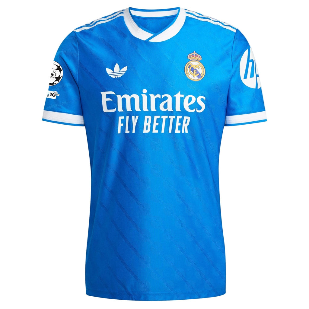 adidas Men's Arda Guler Real Madrid 25/26 Authentic Third Jersey w/ Champions League Patches (Blue)