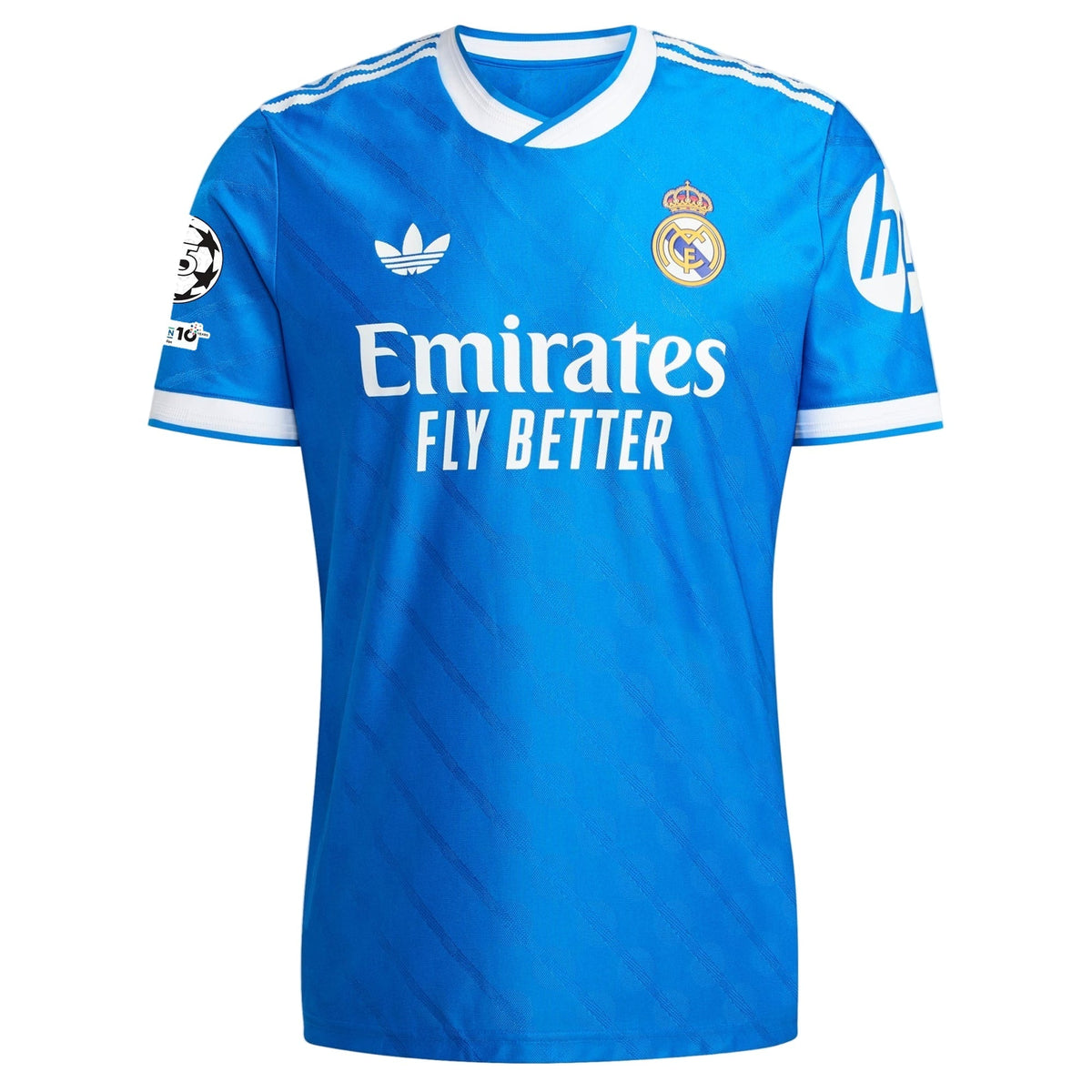 adidas Men's Bellingham Real Madrid 25/26 Authentic Third Jersey w/ Champions League Patches (Blue)