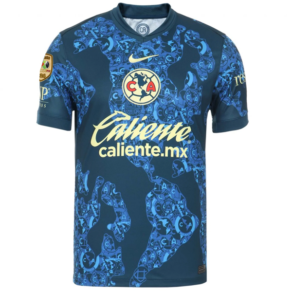 Nike Club America Kevin Ãlvarez Away Jersey w/ Liga MX C24 Patch 24/25 (Valerian Blue/Lemon Chiffon)