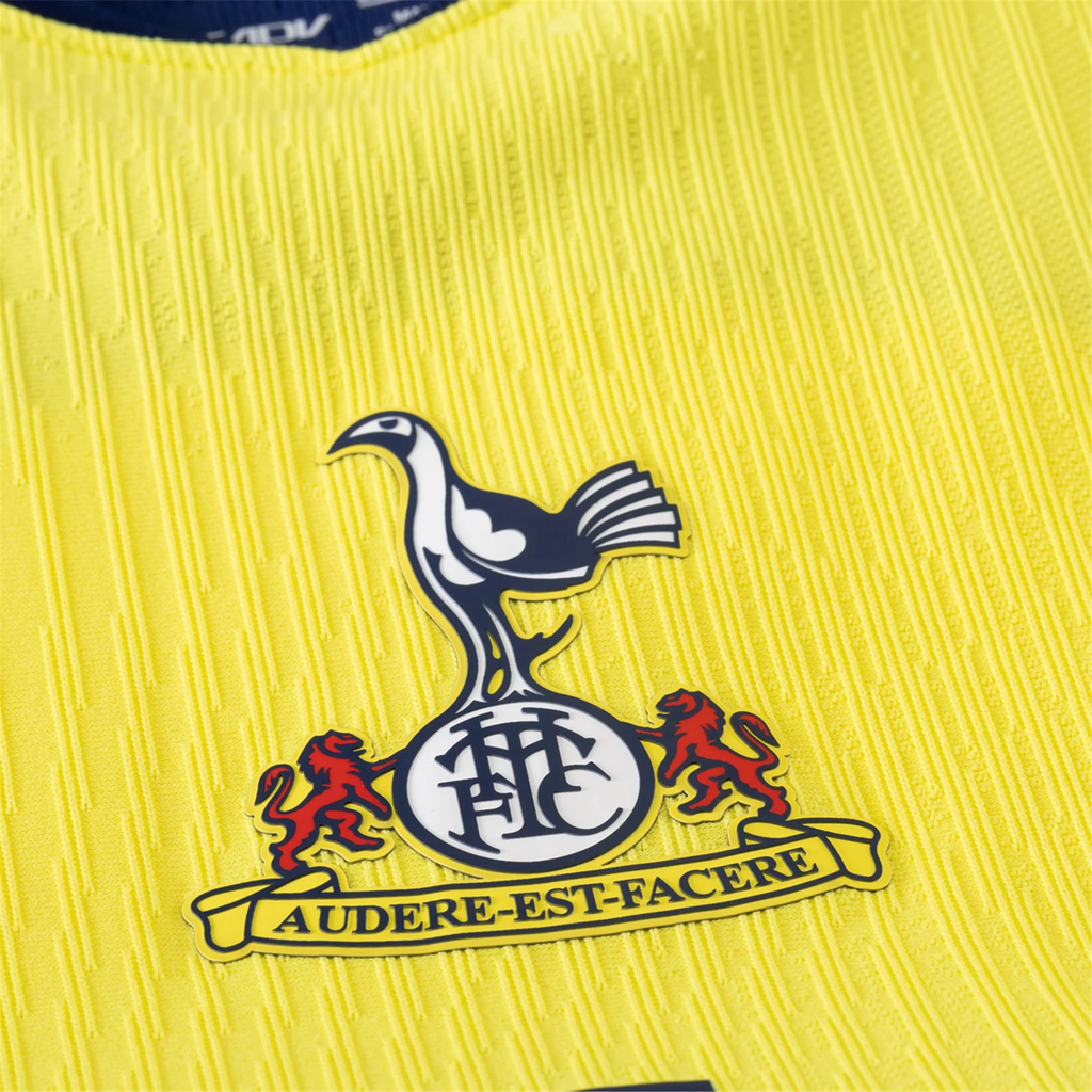 Nike Men's Tottenham Authentic James Maddison T90 Third Jersey w/ EPL + No Room For Racism 25/26 (Dynamic Yellow/Blue Void)