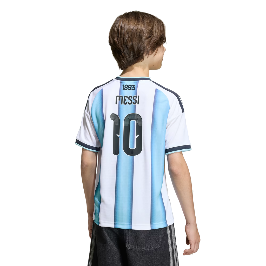 adidas Youth Argentina Lionel Messi Home Jersey w/ World Cup Champion Patch 2026 (White/Icey Blue)