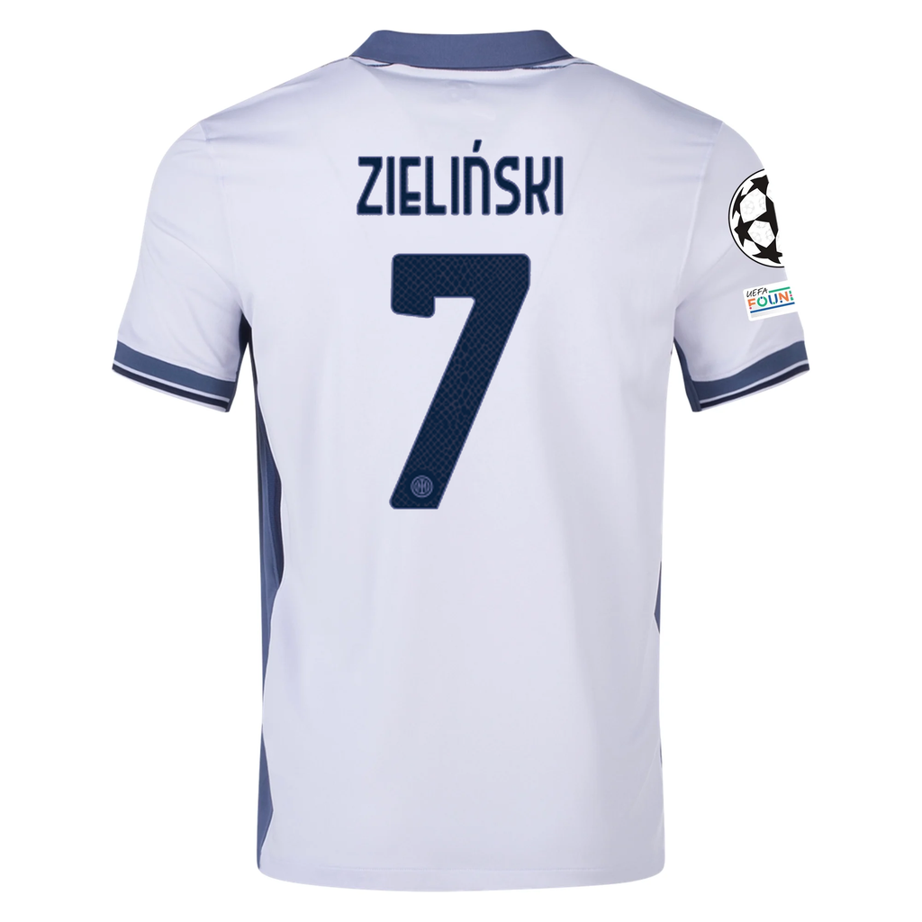 Nike Inter Milan Piotr ZieliÅ„ski Away Jersey w/ Champions League + Scudetto Patch 24/25 (Summit White/Iris Whisper)