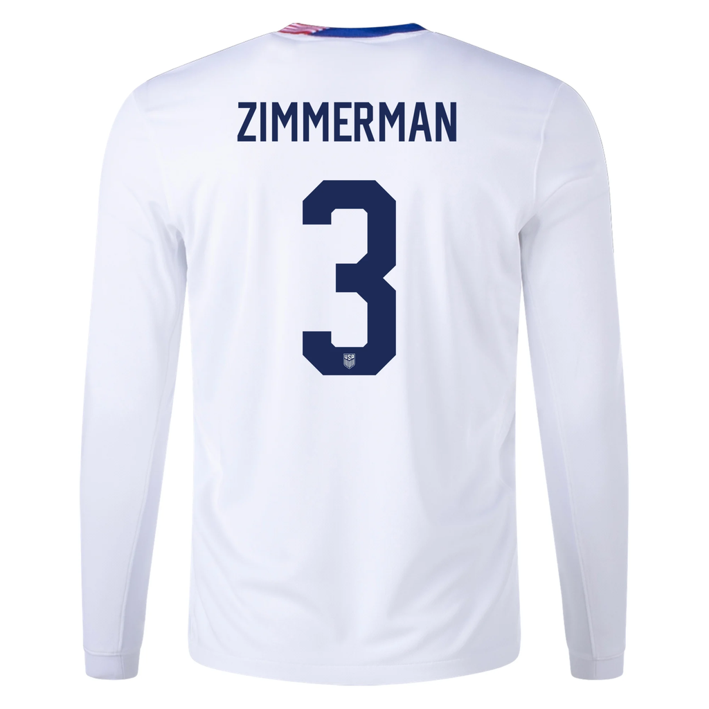 Nike United States Walker Zimmerman Long Sleeve Home Jersey 24/25 (White)